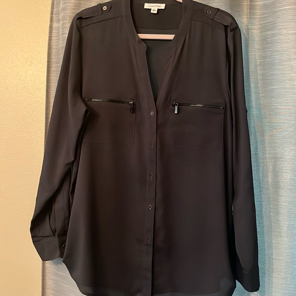 Size XL navy long sleeve blouse